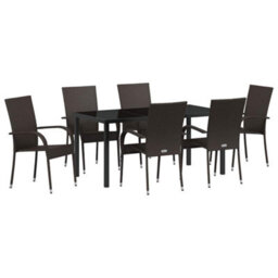 Berkfield Modern Garden Dining Set 7 Pcs Brown Poly Rattan