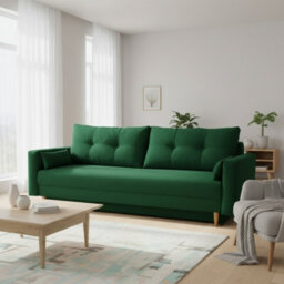 Bongo Modern Sofa Bed With Storage Universal Green Fabric - thumbnail 1
