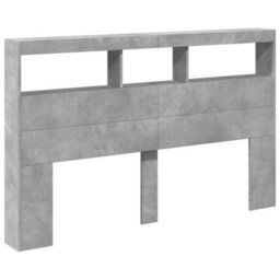 Berkfield Headboard Cabinet With Led Concrete Grey 160X17X102 Cm - thumbnail 3