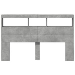 Berkfield Headboard Cabinet With Led Concrete Grey 160X17X102 Cm - thumbnail 6