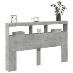 Berkfield Headboard Cabinet With Led Concrete Grey 160X17X102 Cm - thumbnail 5