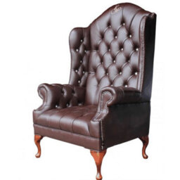 Chesterfield Scarface Chair Crystallized High Back Wing Chair Antique Brown Real Leather - thumbnail 3