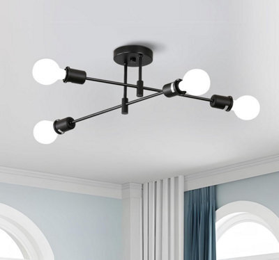 Ceiling Light Vintage Modern Black E27 Metal Chandelier For Indoor - image 1
