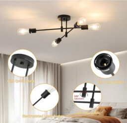 Ceiling Light Vintage Modern Black E27 Metal Chandelier For Indoor - thumbnail 5