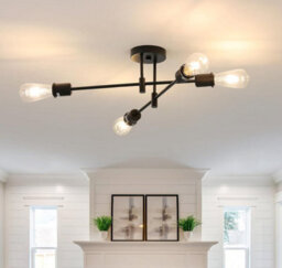Ceiling Light Vintage Modern Black E27 Metal Chandelier For Indoor - thumbnail 7