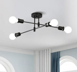 Ceiling Light Vintage Modern Black E27 Metal Chandelier For Indoor