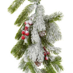 Urbn-Living Urbnliving 76Cm Snowy Flocked Pine & Holly Berry Picks -  Set Of 2 Christmas Branch Decorations - thumbnail 9