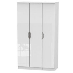 Chelsea Ready Assembled Contemporary Gloss White Tall Triple Wardrobe (H)1970mm (W)1110mm (D)530mm - thumbnail 1