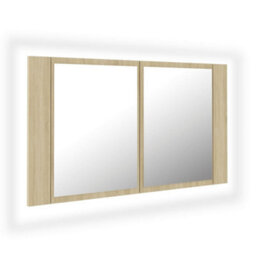 Berkfield Led Bathroom Mirror Cabinet Sonoma Oak 80X12X45 Cm - thumbnail 2