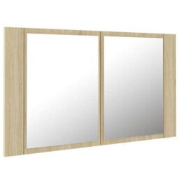 Berkfield Led Bathroom Mirror Cabinet Sonoma Oak 80X12X45 Cm - thumbnail 8