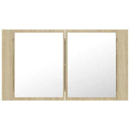 Berkfield Led Bathroom Mirror Cabinet Sonoma Oak 80X12X45 Cm - thumbnail 9