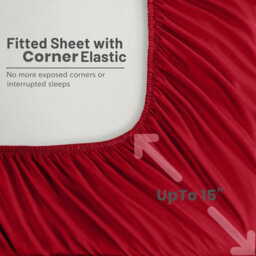 Oxford Homeware Plain Dyed Fitted Sheet 40Cm Extra Deep Pocket Soft Easy Care Bedding Sheet (W)180Cmx(L)200Cm (Super King, Red) - thumbnail 3