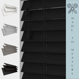 Caecus Blinds Made To Measure Faux Wood Venetian Blind String, Black 90Cm Width X 120Cm Drop