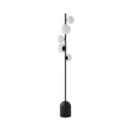 Valuelights Marlow Frosted Glass Globe Matte Black 5 Way Floor Lamp With Bulbs - thumbnail 6