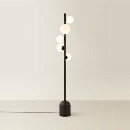 Valuelights Marlow Frosted Glass Globe Matte Black 5 Way Floor Lamp With Bulbs - thumbnail 3