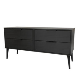 Hong Kong Ready Assembled Matt Black No Effect 4 Drawer Smart Chest (H)505mm (W)1120mm (D)415mm - thumbnail 1