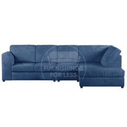 Furnishings For Less UK Luxor Marine Blue Jumbo Cord Large 5 Seater Corner Sofa Long Right Hand Facing - Full Back - thumbnail 1