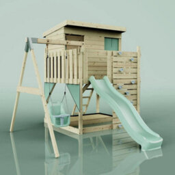 Polarplay Garden Climbing Platform And Playhouse With Single Swing For Kids - Tjorven Baby Mint Green - thumbnail 2