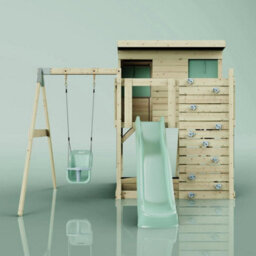 Polarplay Garden Climbing Platform And Playhouse With Single Swing For Kids - Tjorven Baby Mint Green - thumbnail 4