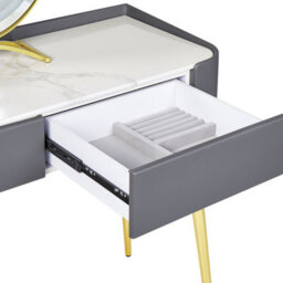 Beliani Dressing Table Grey Gold Mdf With Led Mirror, 2 Drawers And Stool - W100 X D41 X H133Cm - thumbnail 7