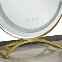 Beliani Dressing Table Grey Gold Mdf With Led Mirror, 2 Drawers And Stool - W100 X D41 X H133Cm - thumbnail 8