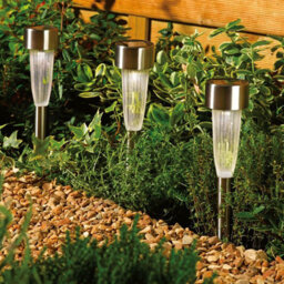 10 X Solar Powered Fluted Marker Lights - Outdoor Garden Led Stake Lights For Pathways, Borders, Pots - Each H36 X 5Cm Diameter - thumbnail 2