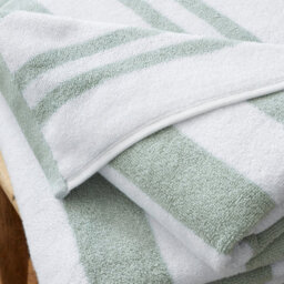 Bianca Fine Linens Reversible Stripe Cotton Jacquard Bath Towel Sage Green - thumbnail 2