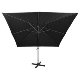 Berkfield Cantilever Umbrella With Pole And Led Lights Black 300 Cm - thumbnail 7