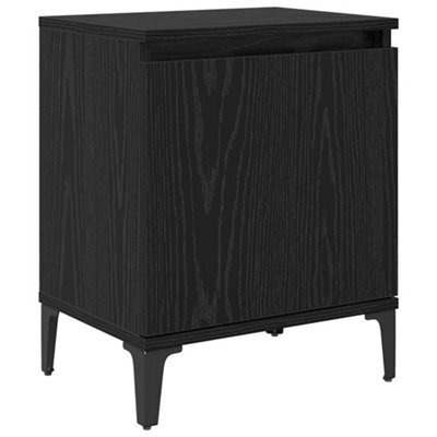 Berkfield Modern Black Oak Nightstand Black Oak Engineered Wood 40 X 30 X 50 Cm