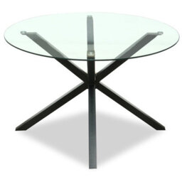 Wyld Haus Saignon 1200mm Round Glass Dining Table With Black Cross-Leg Metal Base - thumbnail 3