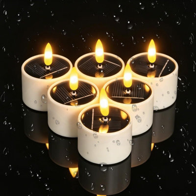 Amorly 6Pack Solar Tea Lights,outdoor Waterproof Flameless Tealight Candles, Dusk To Dawn Auto Lighting For Lanterns,deck & Garden Decor - image 1