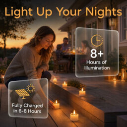Amorly 6Pack Solar Tea Lights,outdoor Waterproof Flameless Tealight Candles, Dusk To Dawn Auto Lighting For Lanterns,deck & Garden Decor - thumbnail 2