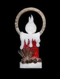 Shatchi 41Cm Christmas Pre Lit Candle Battery Operated Glitter Foam Snow Covered Finish Table Decoration Red - thumbnail 3