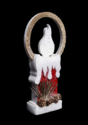 Shatchi 41Cm Christmas Pre Lit Candle Battery Operated Glitter Foam Snow Covered Finish Table Decoration Red - thumbnail 5