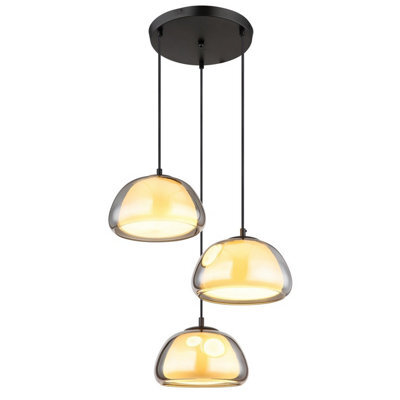 Luminosa Lighting Luminosa Jella Cluster Pendant Ceiling Light Matt Black Smoke Glass Shade 3X E14 - image 1