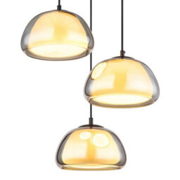Luminosa Lighting Luminosa Jella Cluster Pendant Ceiling Light Matt Black Smoke Glass Shade 3X E14 - thumbnail 3