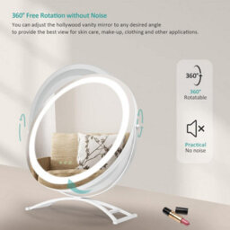 Emke Led Hollywood Makeup Mirror Round 360 Rotation With Touch, Dimmable And Memory Function, 500mm, White - thumbnail 2