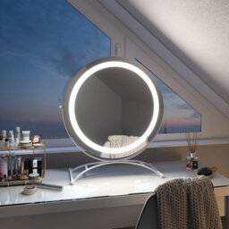 Emke Led Hollywood Makeup Mirror Round 360 Rotation With Touch, Dimmable And Memory Function, 500mm, White