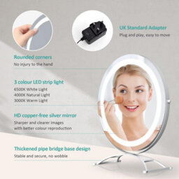 Emke Led Hollywood Makeup Mirror Round 360 Rotation With Touch, Dimmable And Memory Function, 500mm, White - thumbnail 3