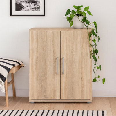 Wyld Haus Prima Natural Oak Effect Bookcase, 2 Shelves & 2 Doors, Compact Office Storage - image 1