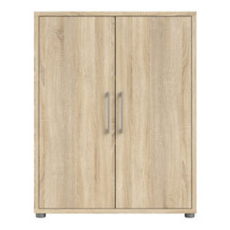 Wyld Haus Prima Natural Oak Effect Bookcase, 2 Shelves & 2 Doors, Compact Office Storage - thumbnail 3