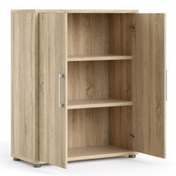 Wyld Haus Prima Natural Oak Effect Bookcase, 2 Shelves & 2 Doors, Compact Office Storage - thumbnail 5