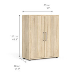 Wyld Haus Prima Natural Oak Effect Bookcase, 2 Shelves & 2 Doors, Compact Office Storage - thumbnail 7