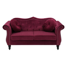 Beliani Living Room Set 5 Seater Skien Velvet Dark Red - thumbnail 7