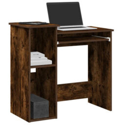 Berkfield Durable Desk With Shelves Smoked Oak 84X40X78 Cm Engineered Wood - thumbnail 2