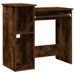Berkfield Durable Desk With Shelves Smoked Oak 84X40X78 Cm Engineered Wood - thumbnail 1