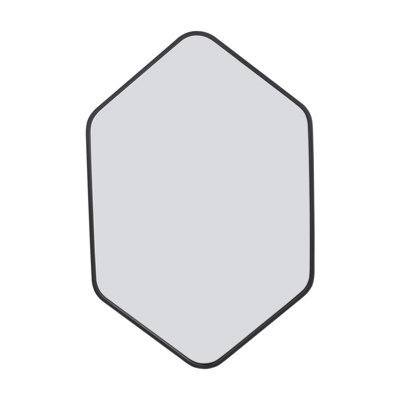 Living And Home Black Hexagon Aluminium Alloy Bathroom Mirror Hd Float Glass Wall Vanity Mirror 50X70Cm - image 1
