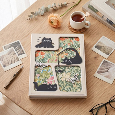 Living And Home 200 Pocket Photo Album Cute Cat Floral Cover Pp Pocket Family Memory Storage Book - image 1