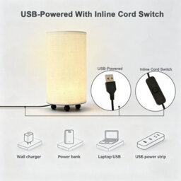 Amorly Small Bedside Table Lamps,beige Linen Shade Plug In Nightstand Lamp,led Bulb Included,decorative Desk Lamp For Bedroom Living Room - thumbnail 3