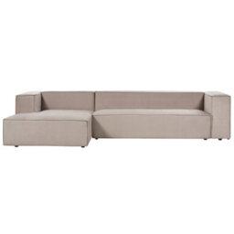 Beliani Corner Sofa 3 Seater Vernon Velvet Taupe Right Hand - thumbnail 1